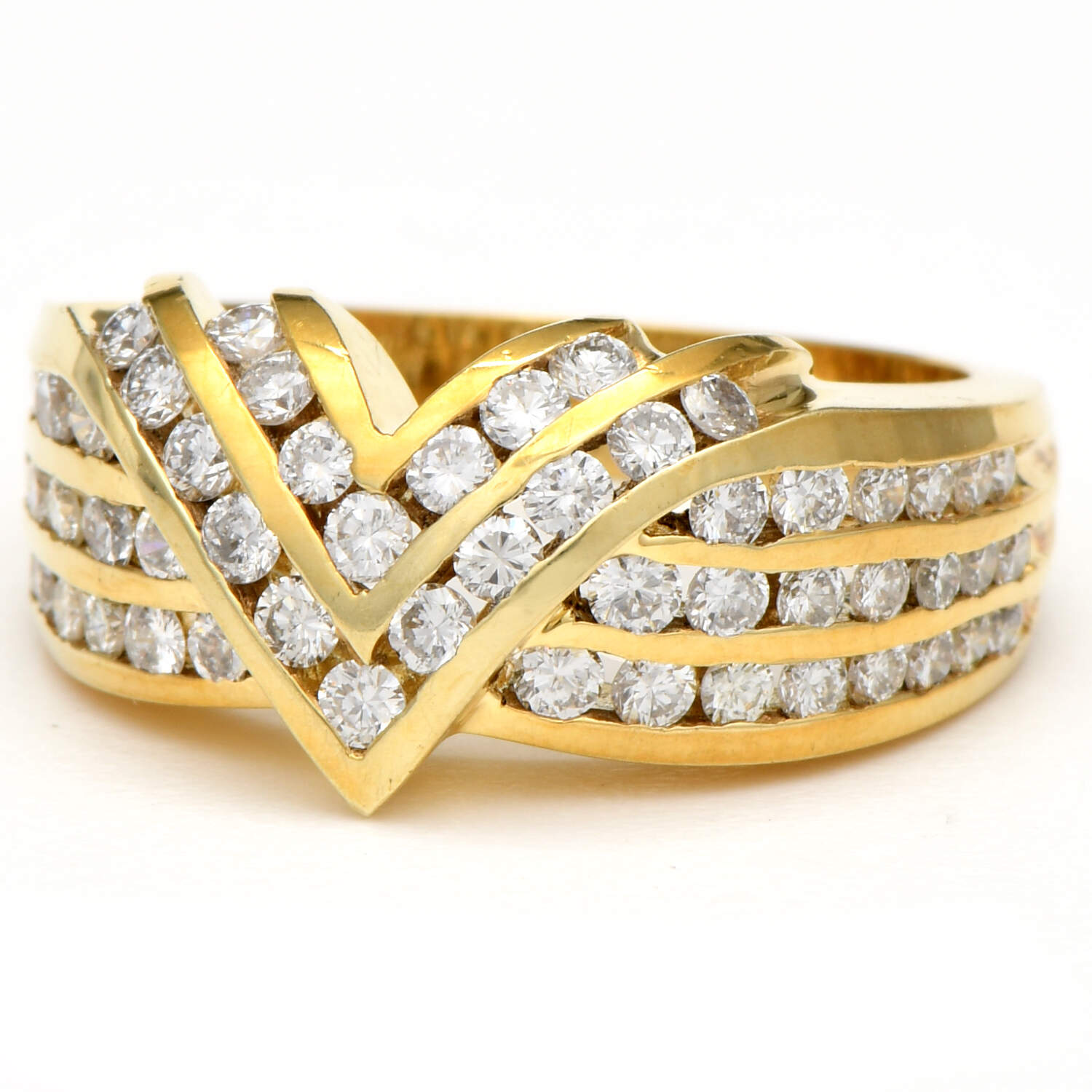 14KY Diamond(1.15) Channel "V" Band Ring-1