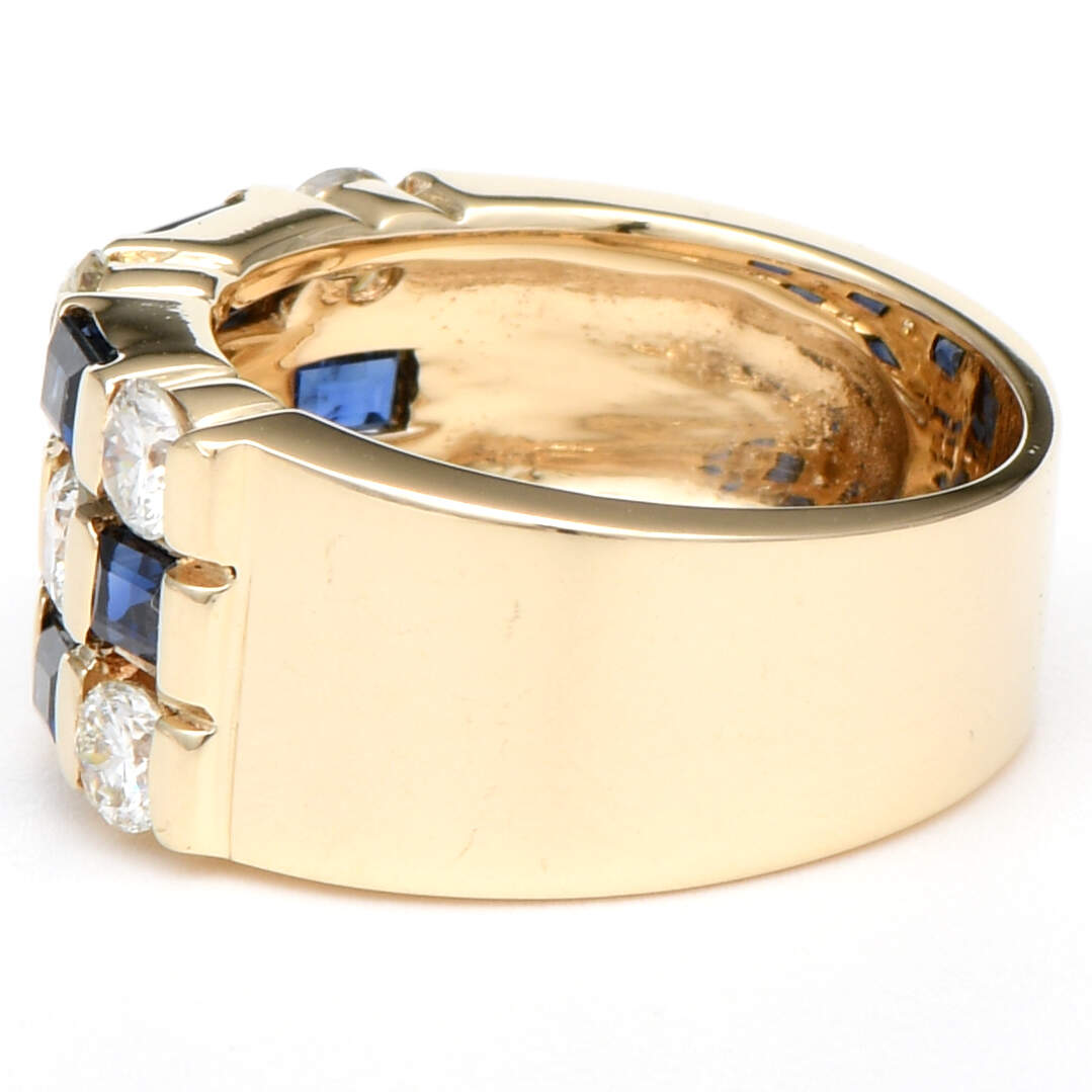 14KY Diamond(1.28) & Sapphire(0.70) Checkerboard Band Ring-3