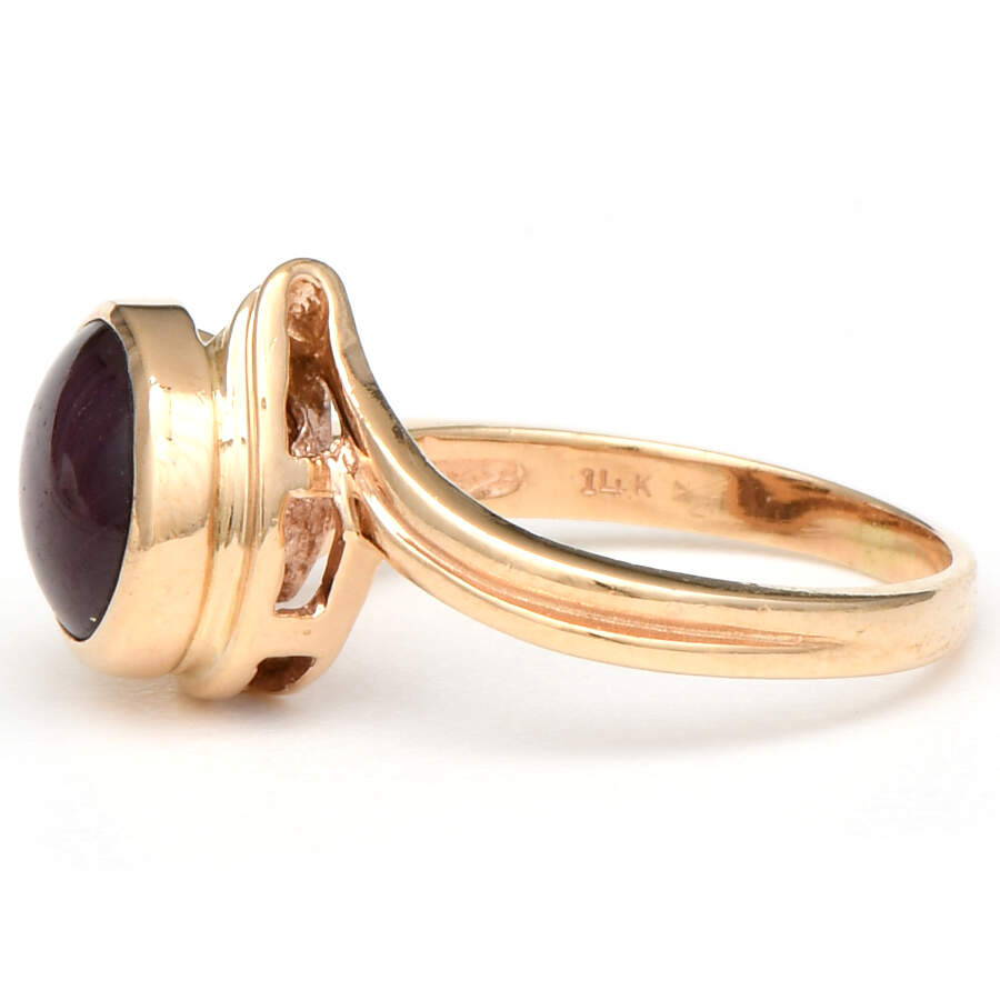 14KY Rhodolite Garnet (3.10) Cabochon Ring-3