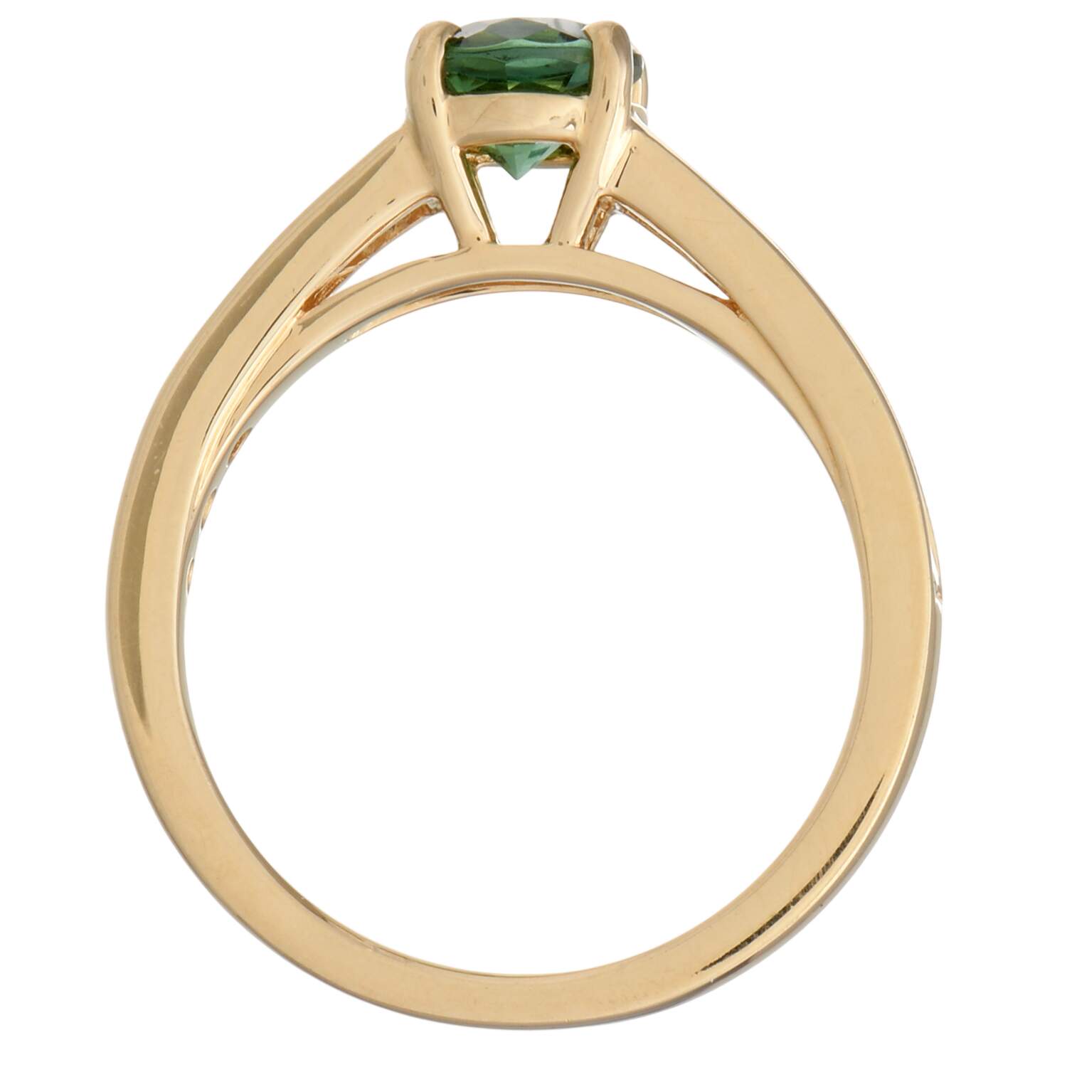 14KY Green Tourmaline (0.84) & Diamond (0.54) Channel  Ring-4