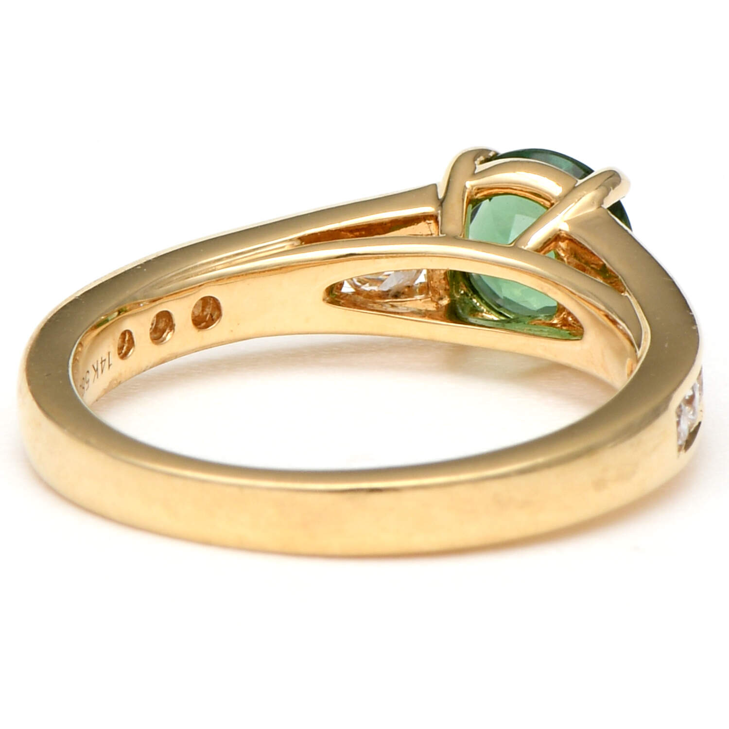 14KY Green Tourmaline (0.84) & Diamond (0.54) Channel  Ring-2