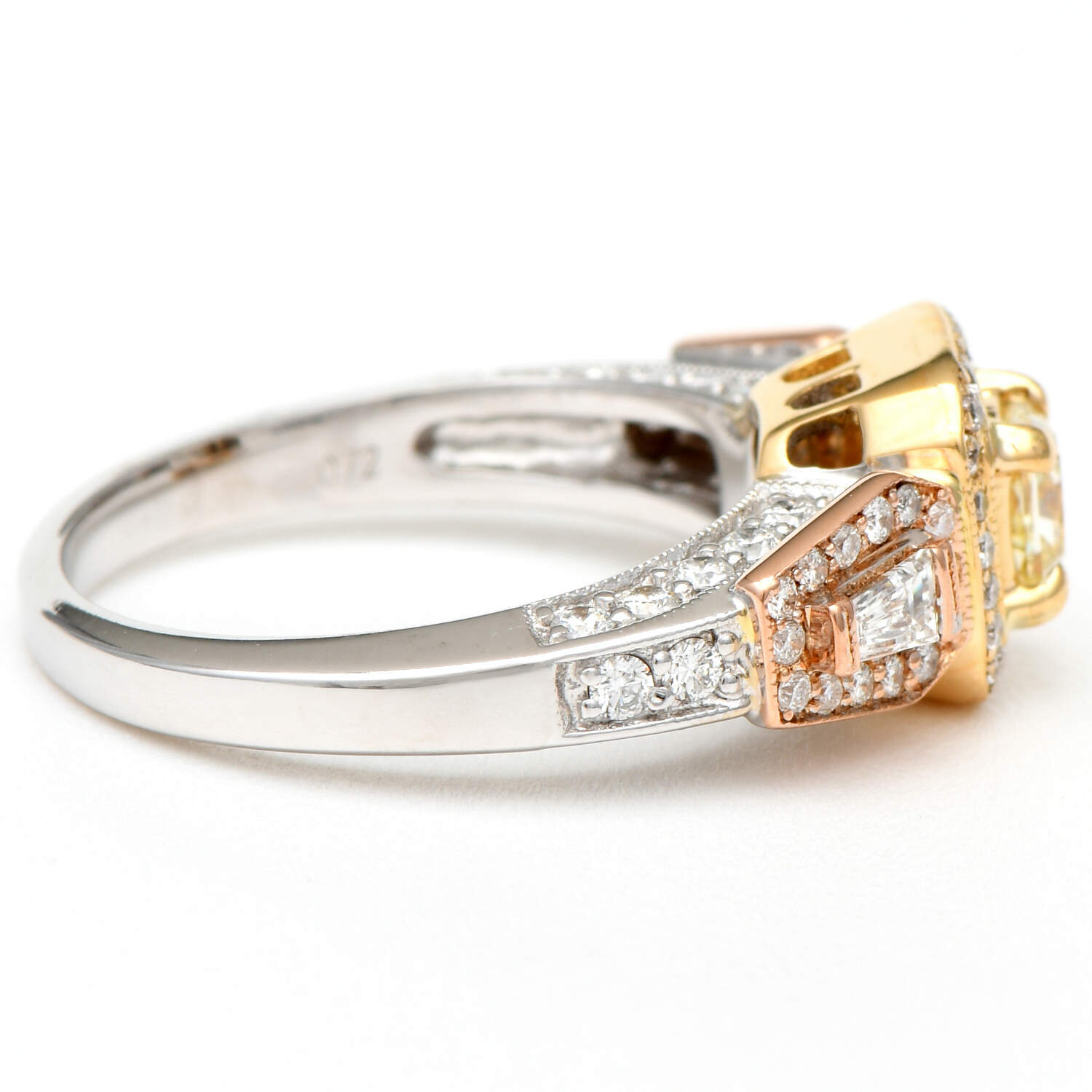 18KWYR Light Yellow & White Diamond(1.03) Bridal Ring-4