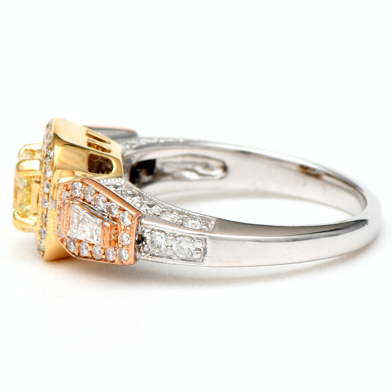 18KWYR Light Yellow & White Diamond(1.03) Bridal Ring-3