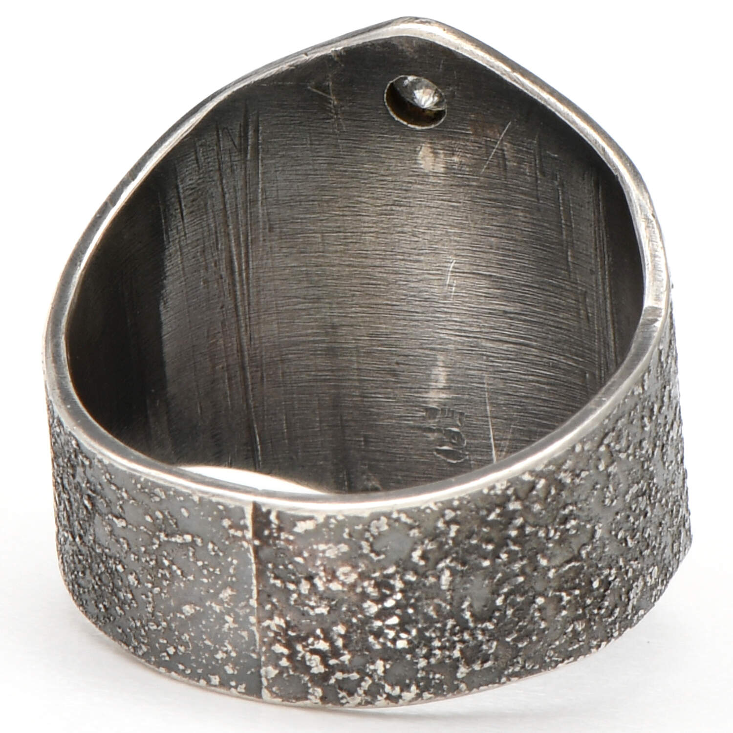 Artisan SS/9KR Labradorite & Diamond (0.06) Textured Band Ring-2