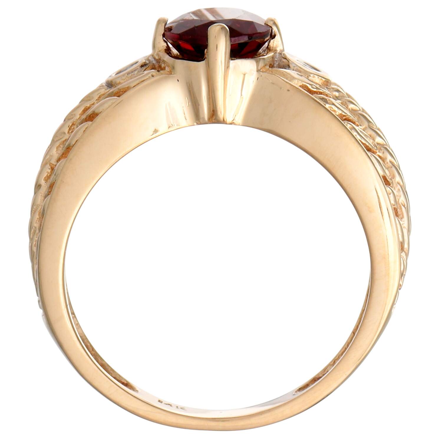 14KY Rhodolite Garnet(1.40) & Diamond(0.02) Accent Ring-5