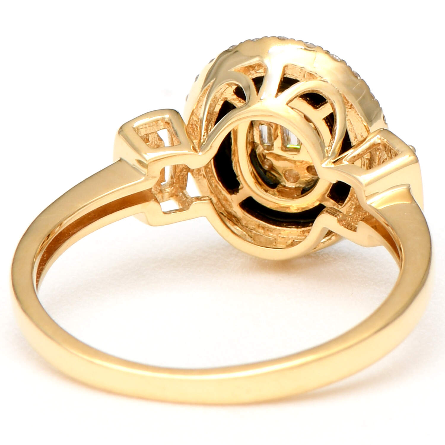 18KY Diamond(0.28) & Onyx Halo Ring-2