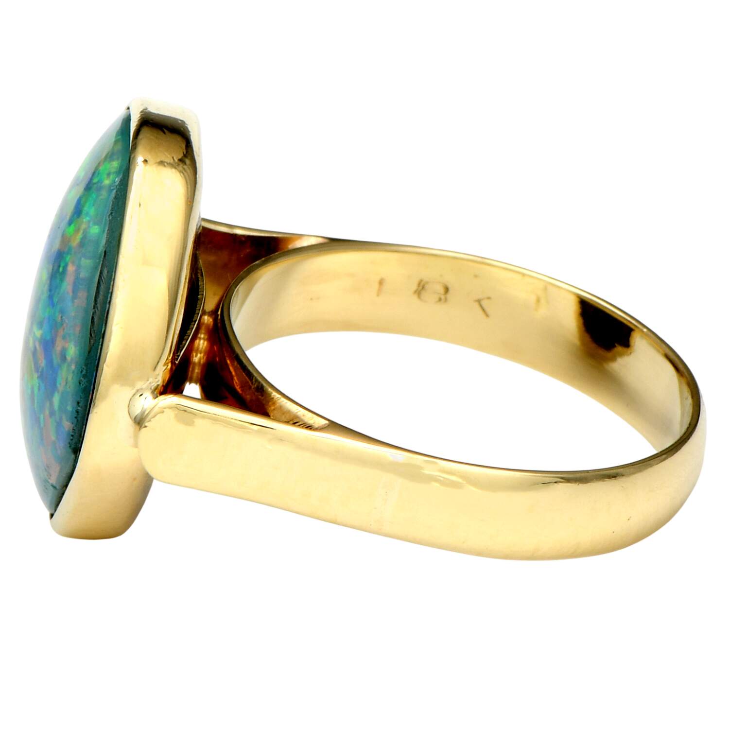 18KY Custom Boulder Opal Doublet Ring-4