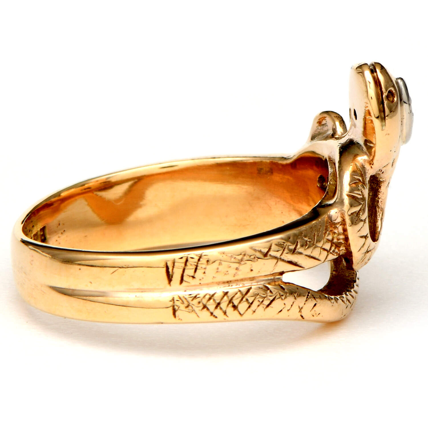 14KY Vintage Diamond Accent Snake Ring-4