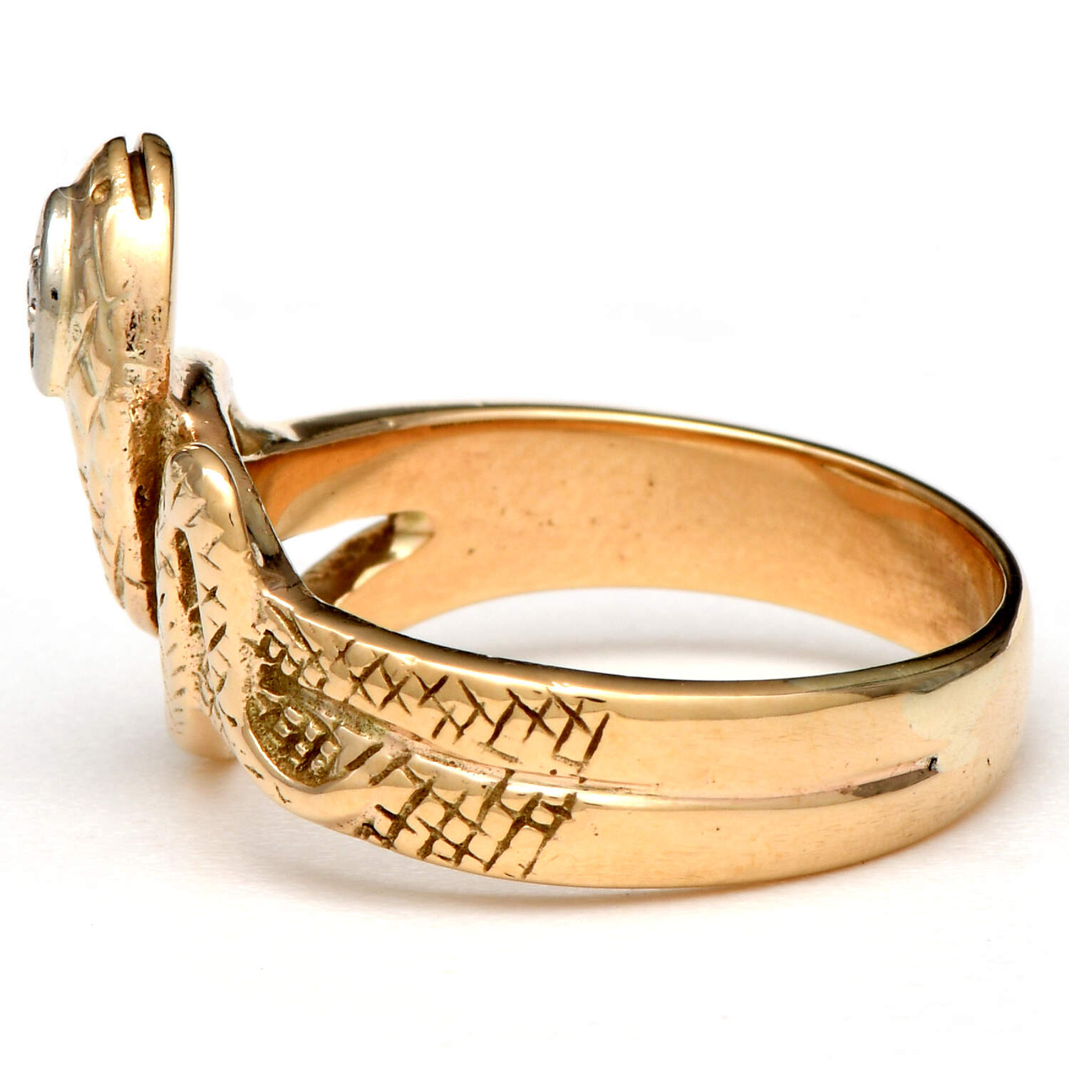 14KY Vintage Diamond Accent Snake Ring-3