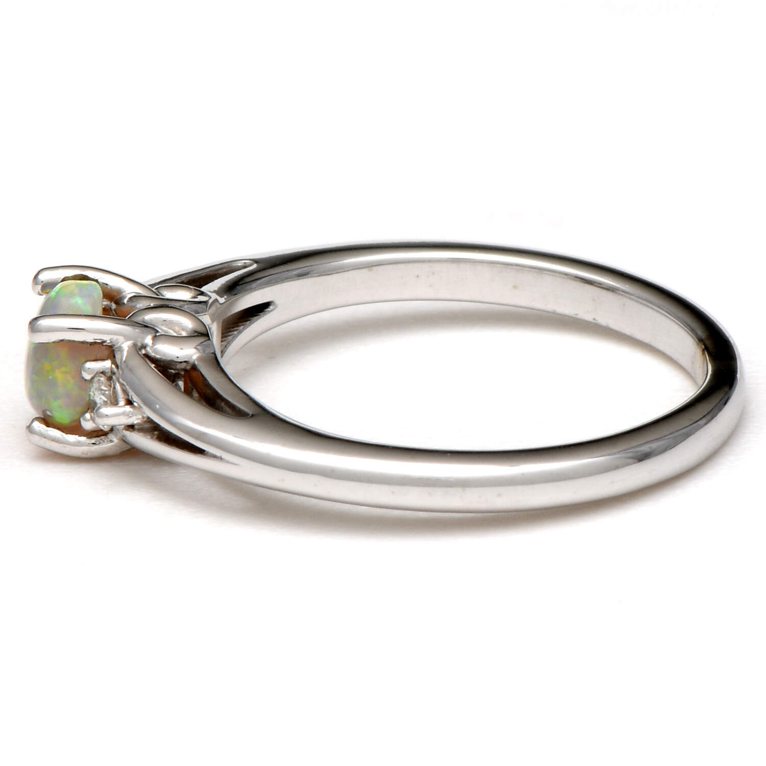 14KW Crystal Opal (0.50) & Diamond (0.06) Ribbon-Tied Ring-2