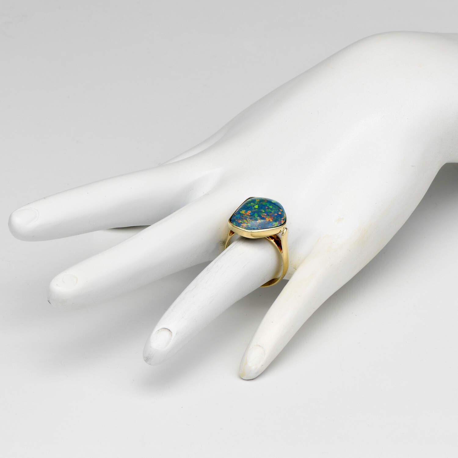 18KY Custom Boulder Opal Doublet Ring-2
