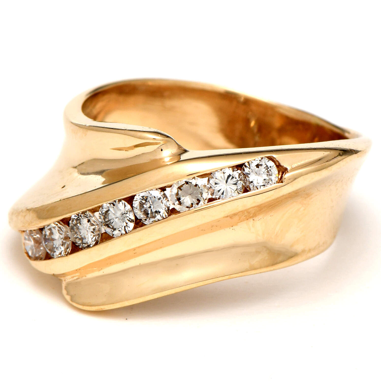 14KY Diamond(0.52) Sculptural Band Ring-1