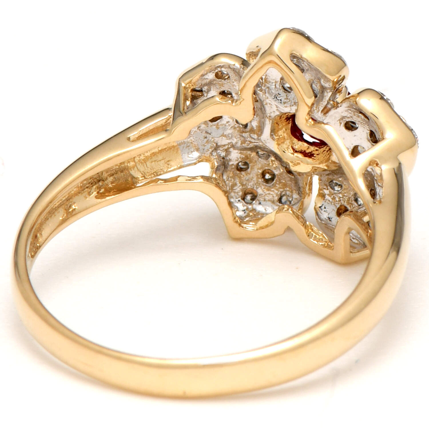 14KYW Ruby(0.22) & Diamond(0.50) Flower Ring-2