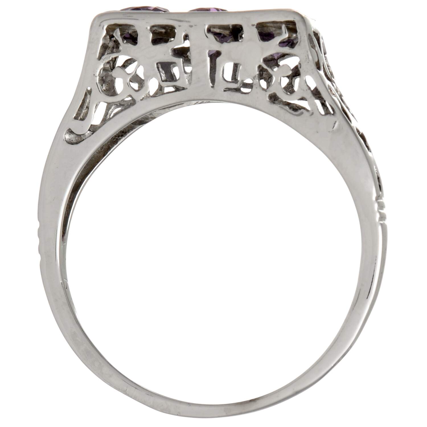12KW Art Deco Amethyst(0.58) Band Ring-5