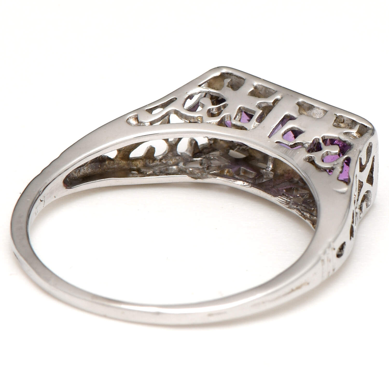 12KW Art Deco Amethyst(0.58) Band Ring-2