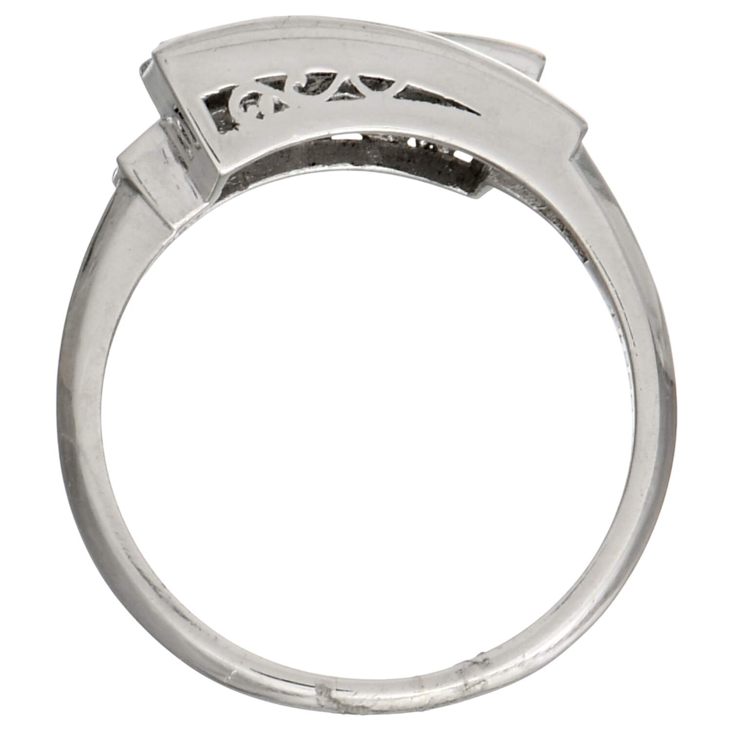 Platinum Ascher Cut Diamond(1.77) Bypass Ring-5