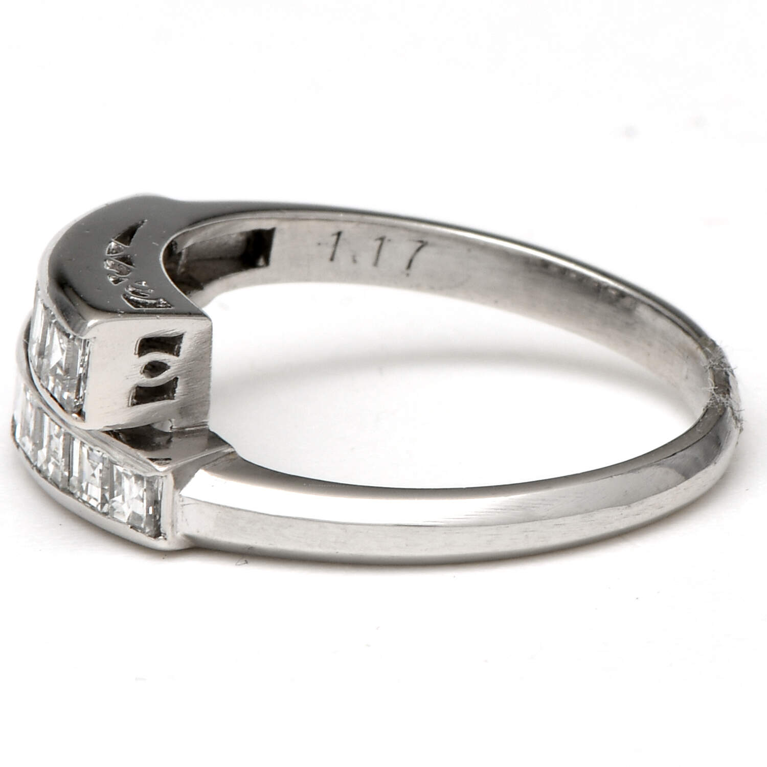 Platinum Ascher Cut Diamond(1.77) Bypass Ring-3