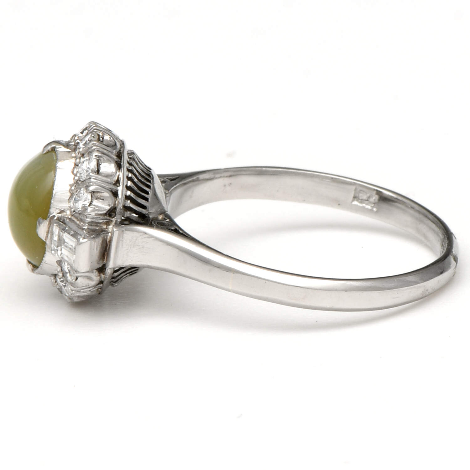Platinum Vintage Rare Chrysoberyl Cateye(1.55) & Diamond( 0.18) Ring-3