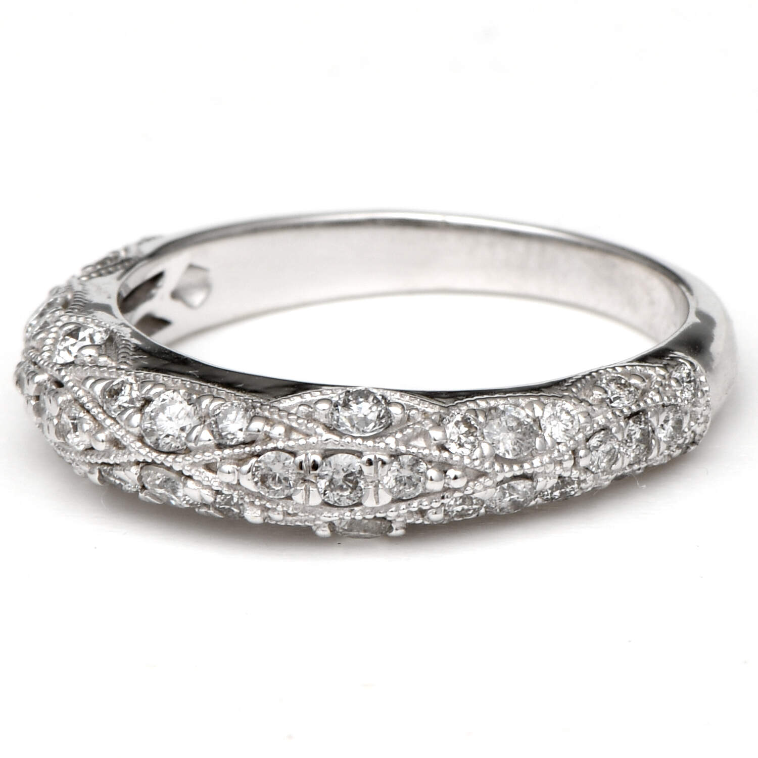 14KW Diamond (0.77) Lace Band Ring-1