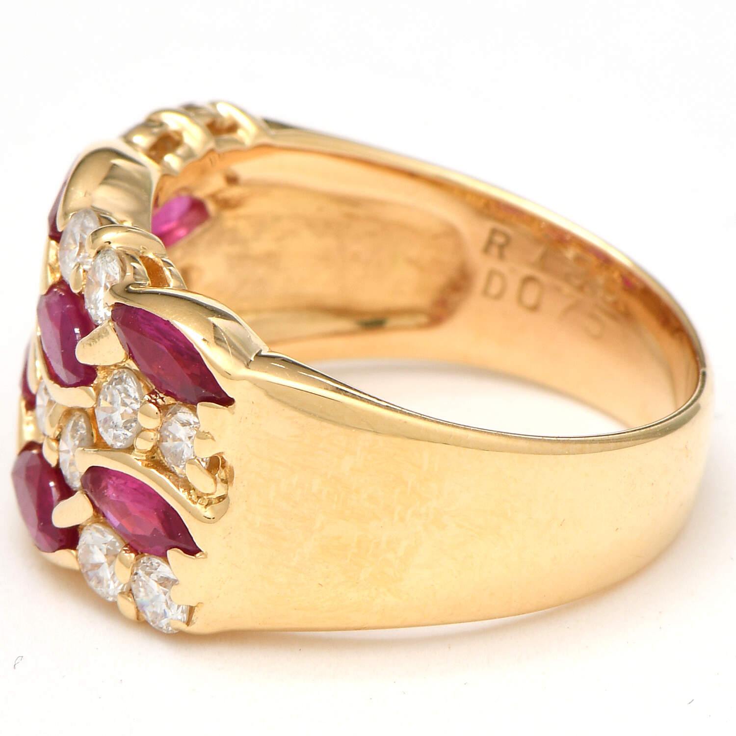 18KY Ruby(1.20) & Diamond(0.48) Wide Lattice Band Ring-3