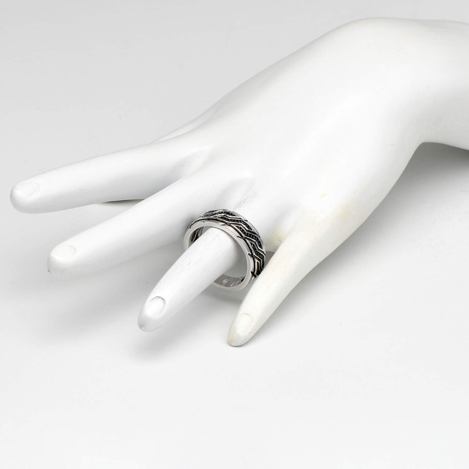 10KW Black Diamond(0.30) Zigzag Band Ring-6
