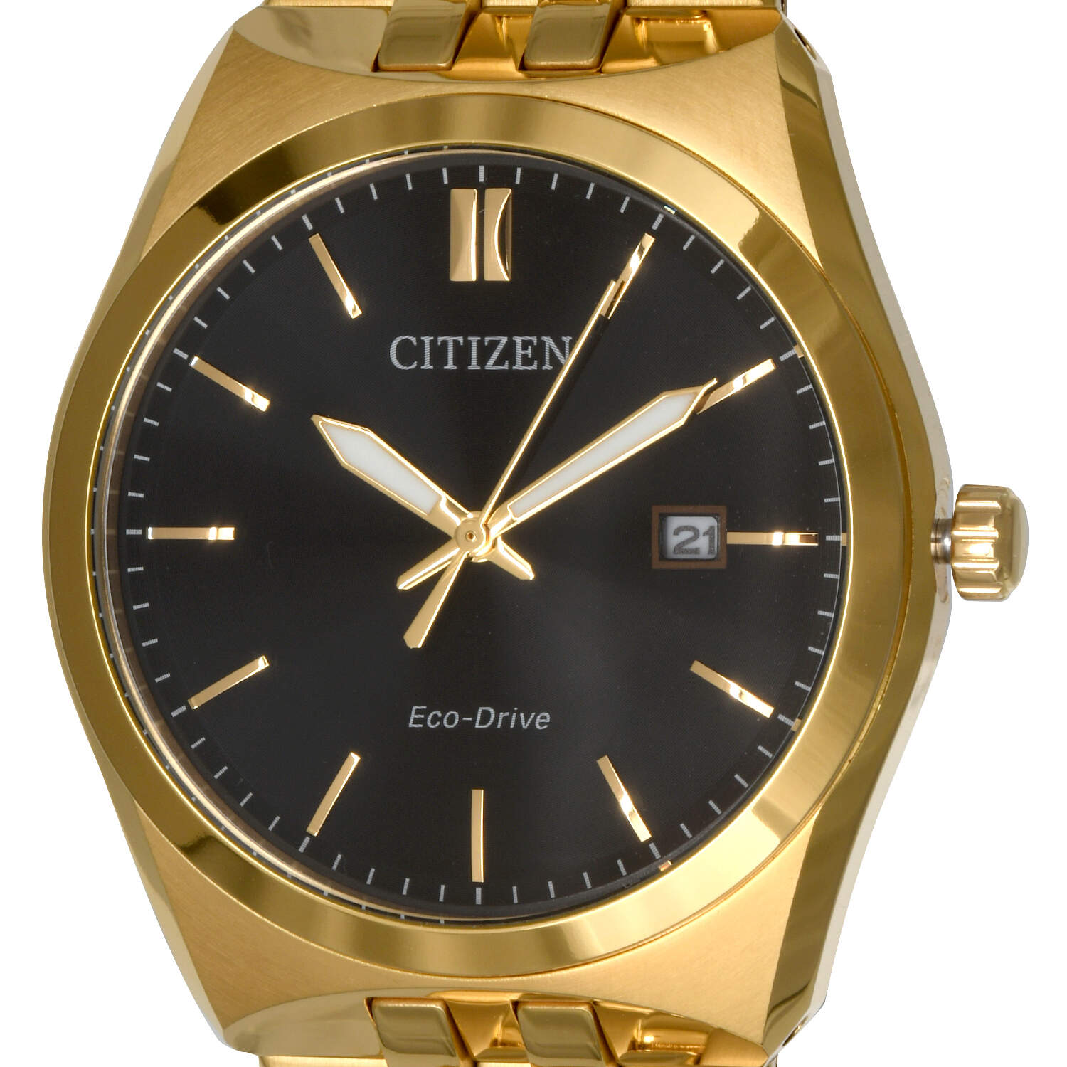 Citizen Corso Gold PVD Black Dial Eco Drive Quartz Watch-7