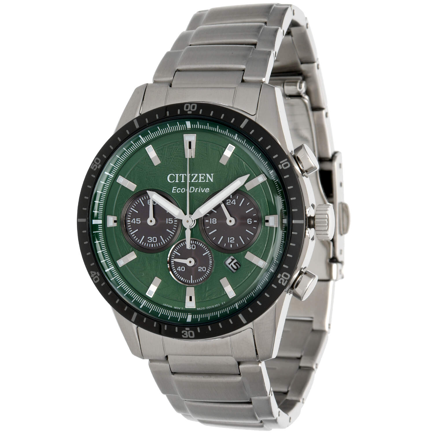 Citizen Sport Chronograph Green Dial Eco Drive Quartz Watch-1