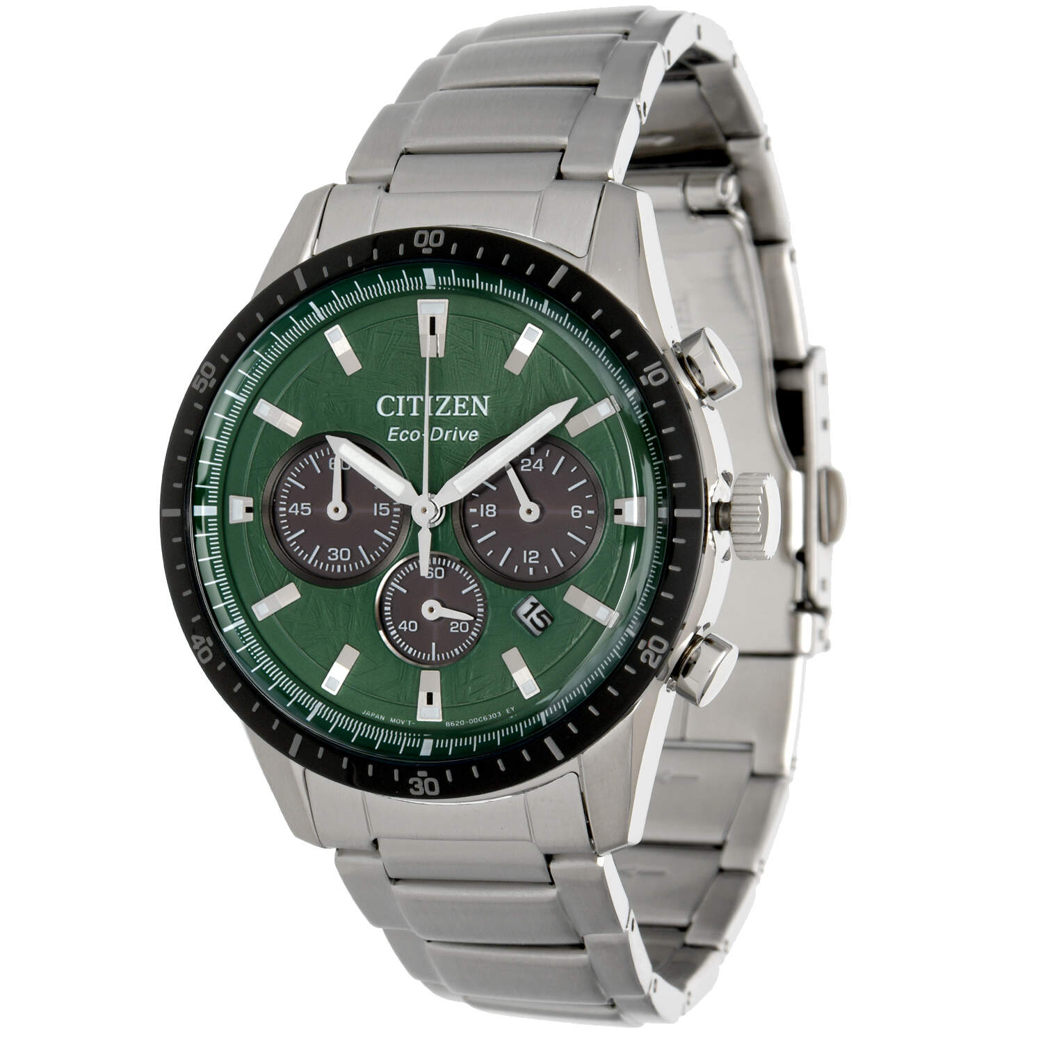 Citizen Sport Chronograph Green Dial Eco Drive Quartz Watch-1