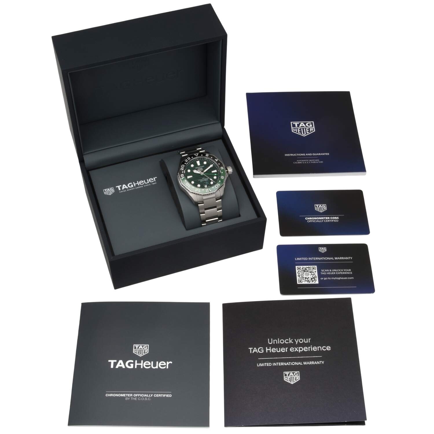 TAG Heuer 42mm Aquaracer GMT with Green dial and Box and Papers-11