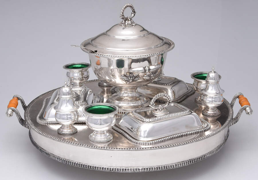 CWV8 (Silverplate, Hollowware) Bain Marie Lazy Susan by Crown Silver Co-1