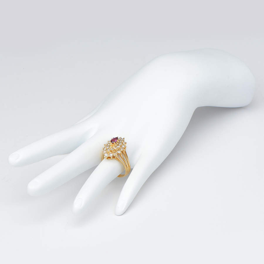 14KY Ruby (0.23) & Diamond (0.96) Cluster Cocktail Ring-5