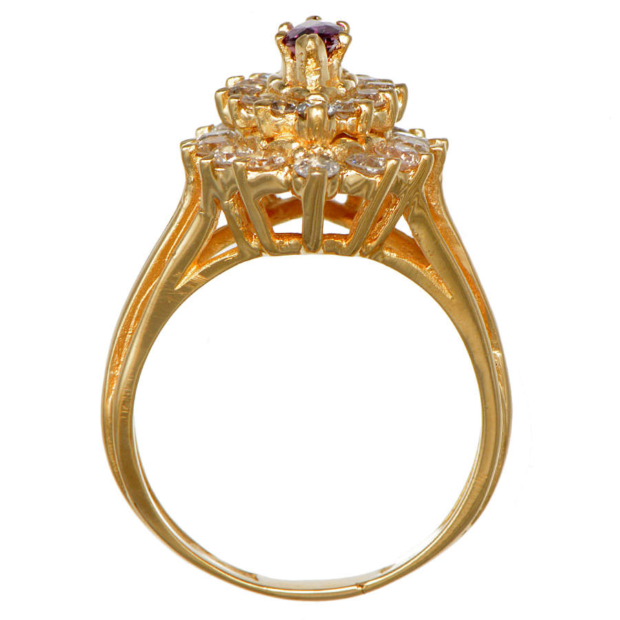 14KY Ruby (0.23) & Diamond (0.96) Cluster Cocktail Ring-4
