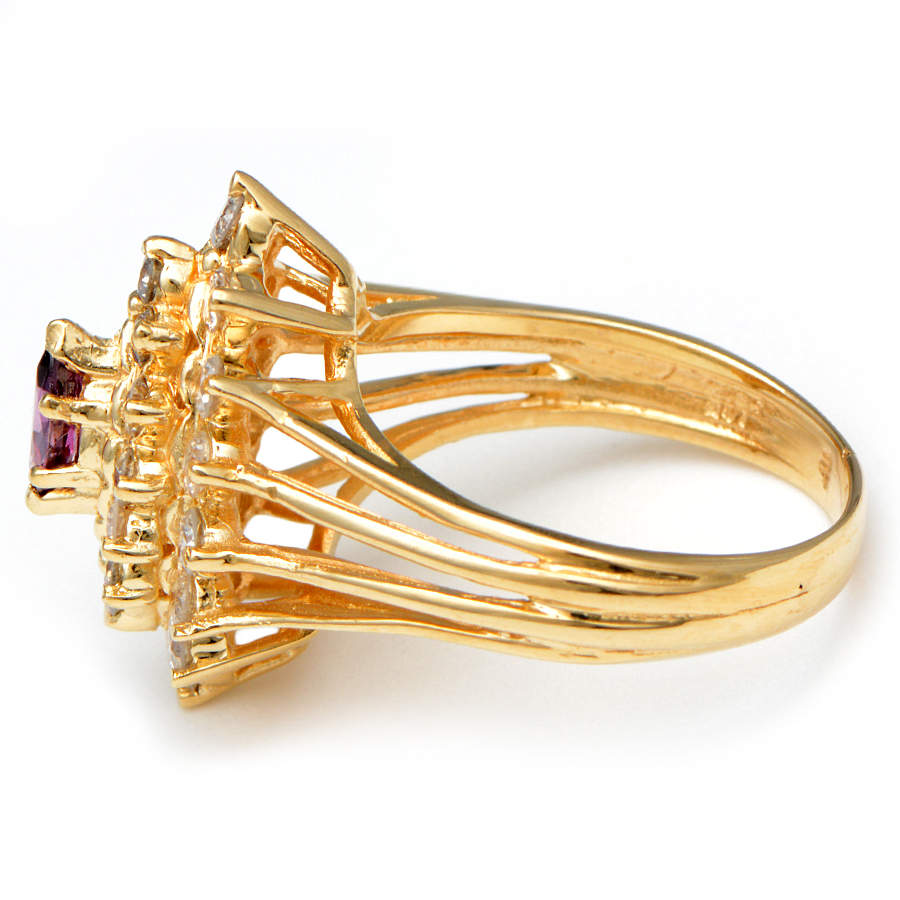 14KY Ruby (0.23) & Diamond (0.96) Cluster Cocktail Ring-3