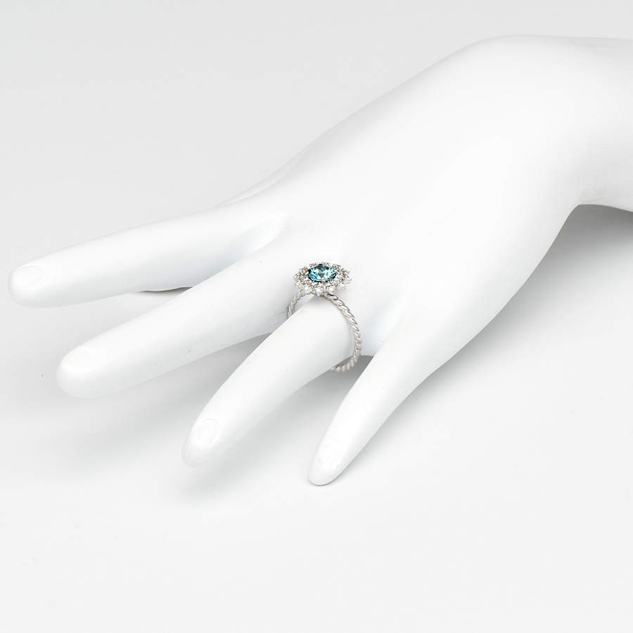 14KW Blue Zircon(1.10) & Diamond(0.28)Halo Ring-5
