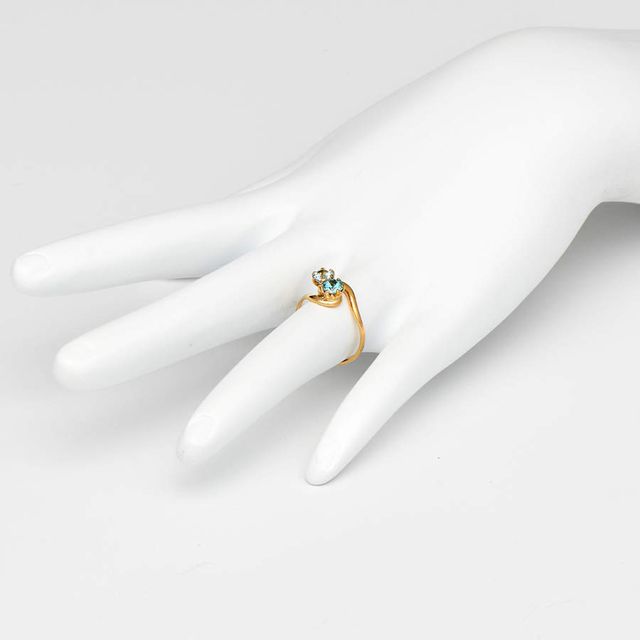 10KY Blue Zircon (0.45) & Blue Topaz (0.43) Bypass Ring-5