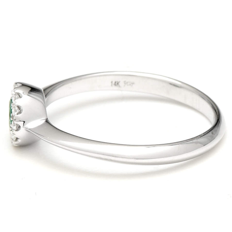 14KW Emerald (0.24) & Diamond (0.08) Petite Halo Ring-4