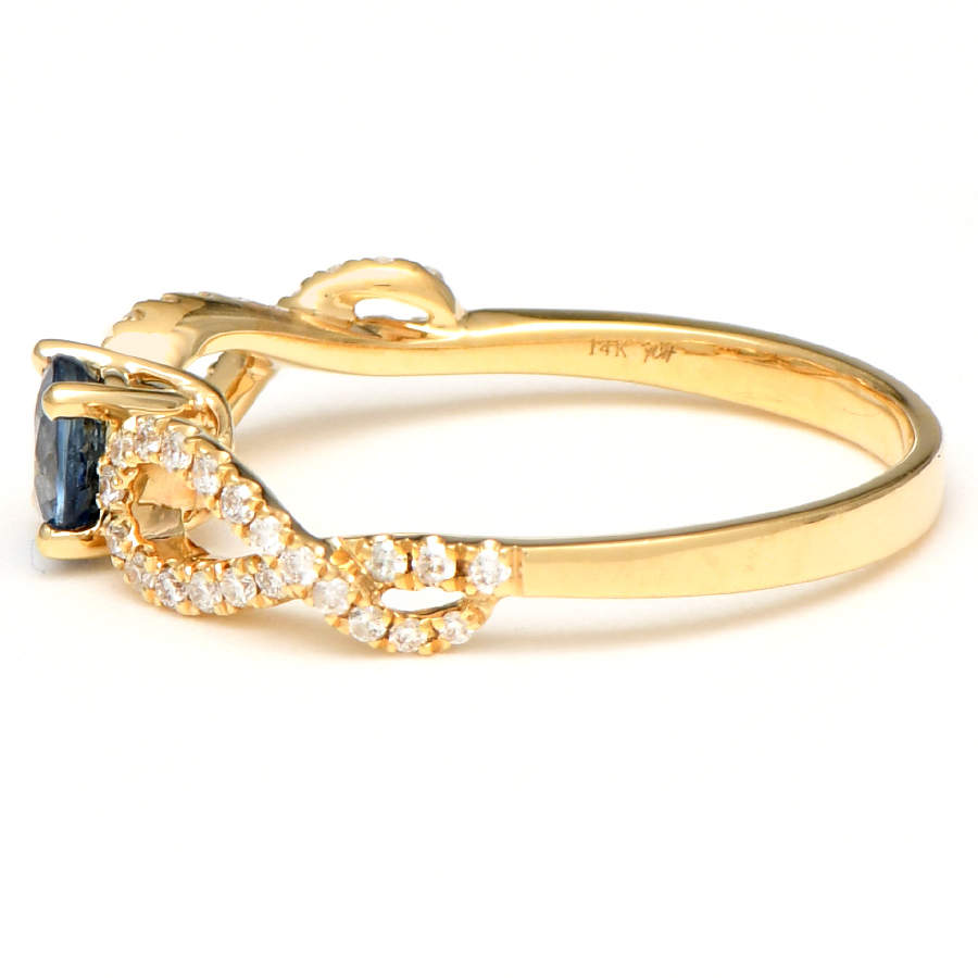 14KY Sapphire (0.62) & Diamond (0.25) Double Infinity Ring-3