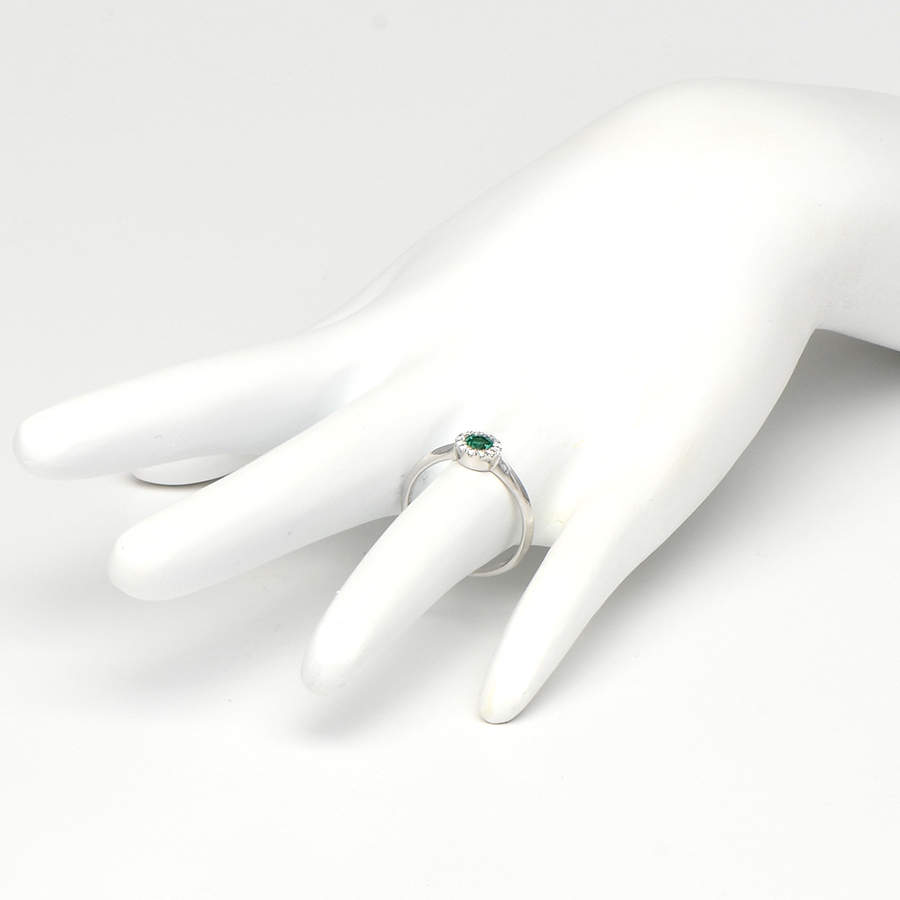 14KW Emerald (0.24) & Diamond (0.06) Petite Halo Ring-5