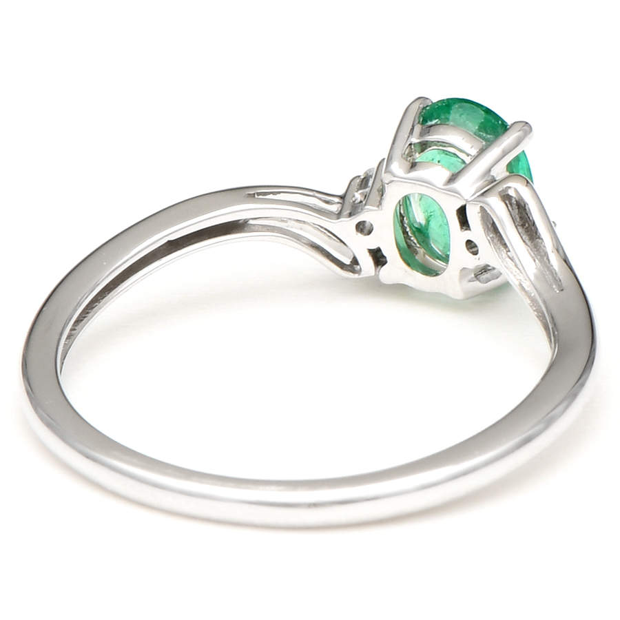 14KW Emerald (0.62) & Diamond Accent Ring-2