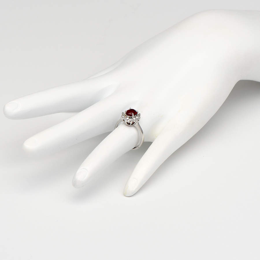 14KW Red Spinel (0.80) & Diamond (0.40) Halo Ring-5