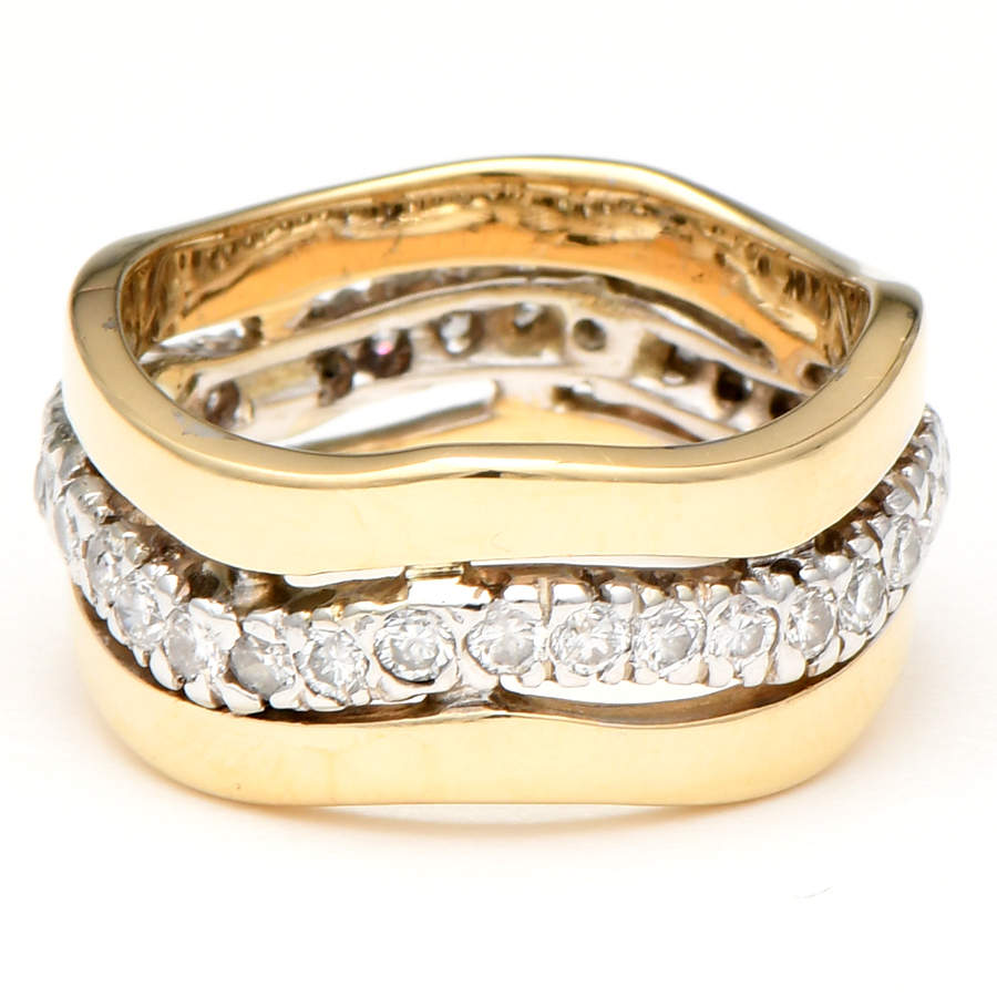 14KW Handcrafted Diamond (1.00) Row Ring-3