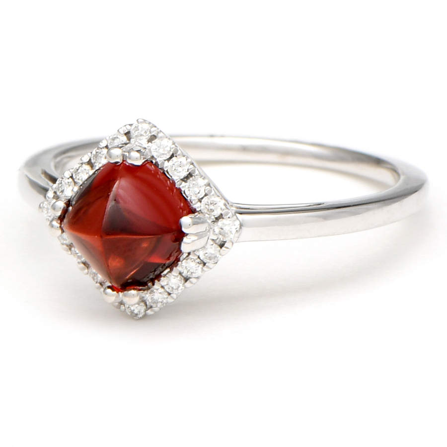 14KW Sugarloaf Garnet (1.47) & Diamond (0.10) Halo Ring-1