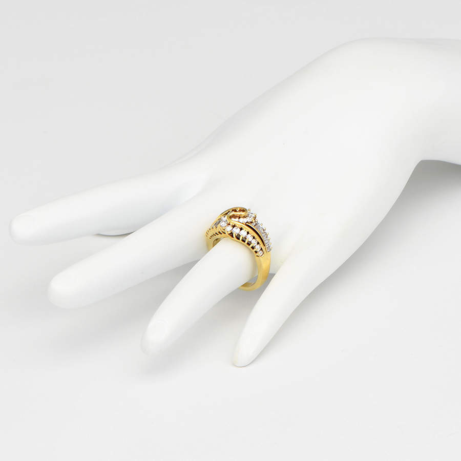 14KY Diamond(1.62) Swirl  Bypass Ring-5