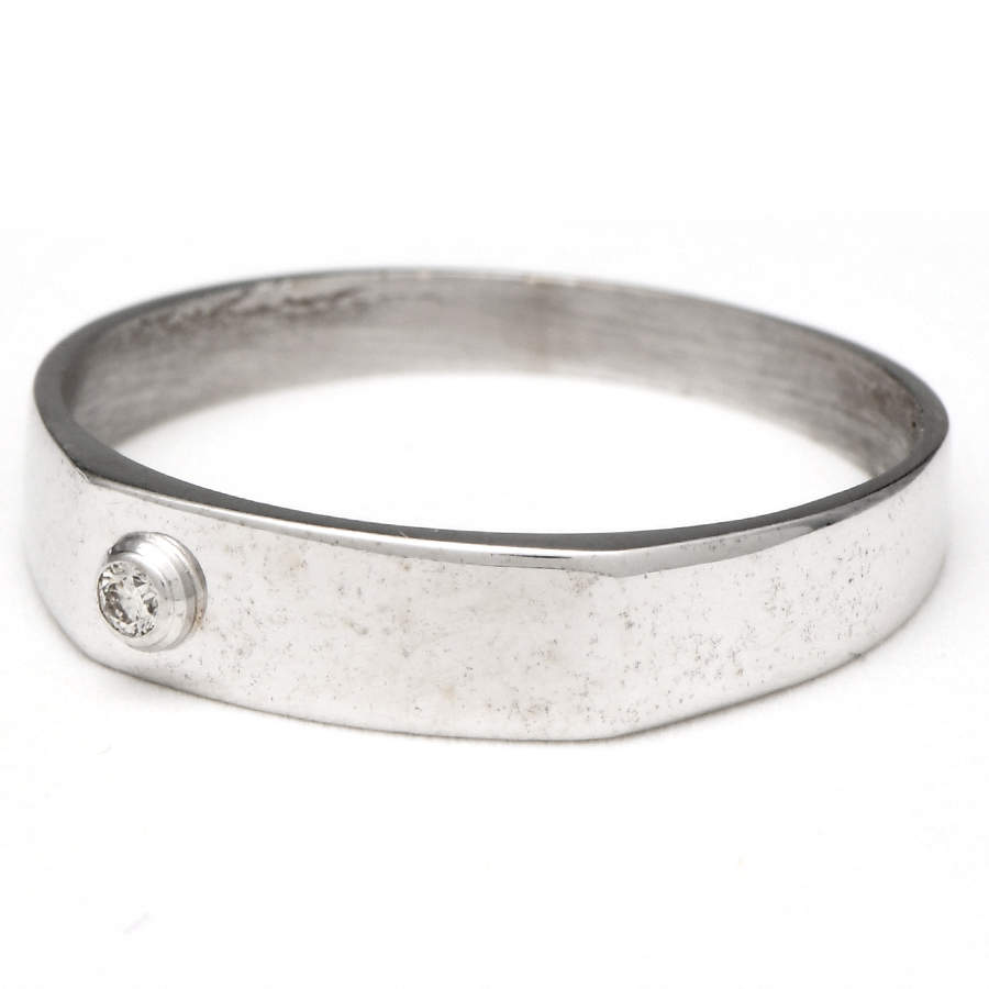 18KW Diamond Accent Flat Engravable Front Ring-1