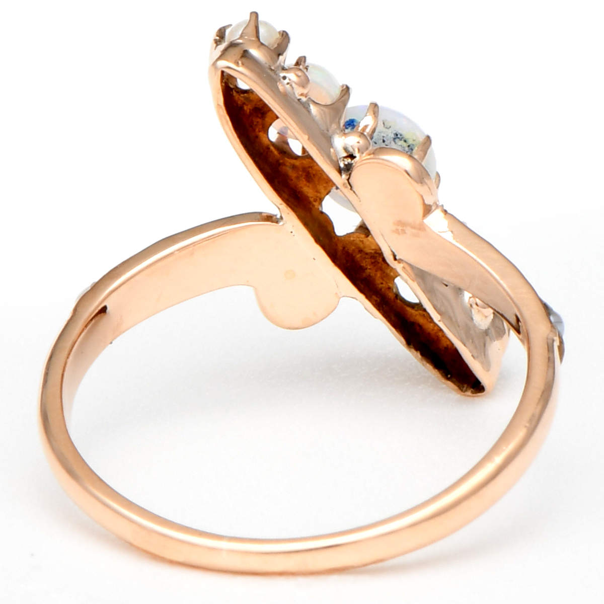 10KR Victorian Diagonal Opal & Seed Pearls Ring-2