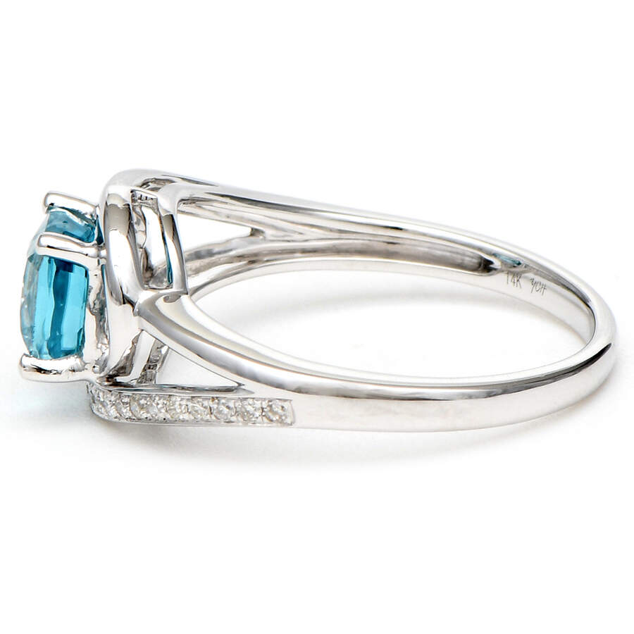 14KW Cushion Cut Blue Zircon (1.84) & Diamond (0.07) Bypass Ring-3