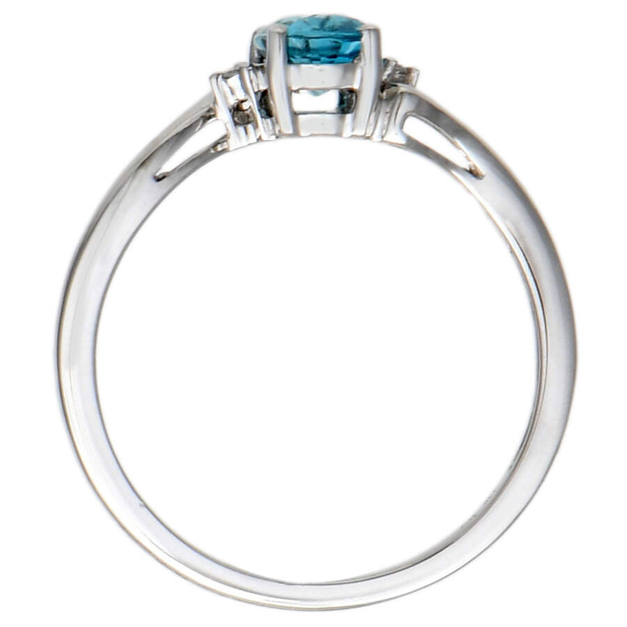 14KW Blue Zircon(.78) & Diamond Halo Ring-4