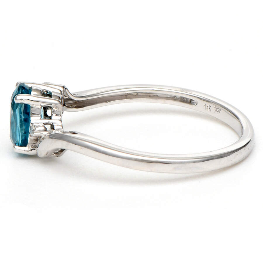 14KW Blue Zircon(.78) & Diamond Halo Ring-3