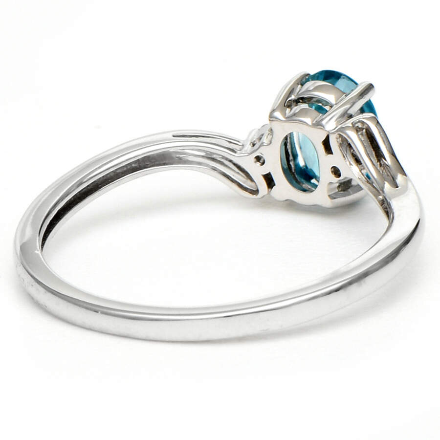 14KW Blue Zircon(.78) & Diamond Halo Ring-2