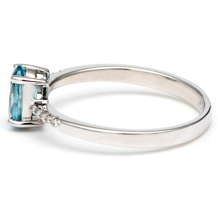 14KW Blue Zircon(0.95) & Diamond(0.05) Ring-3